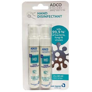 ADCO HAND DISINFECTANT 70% ALCOHOL WITH EMOLLIENTS 2 X 10ML