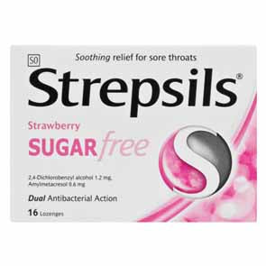 STREPSILS S/FREE LOZ STRAWBERRY 16