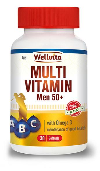 WELLVITA MULTIVITAMIN FOR MEN 50+ SOFT GEL CAPSULES 30