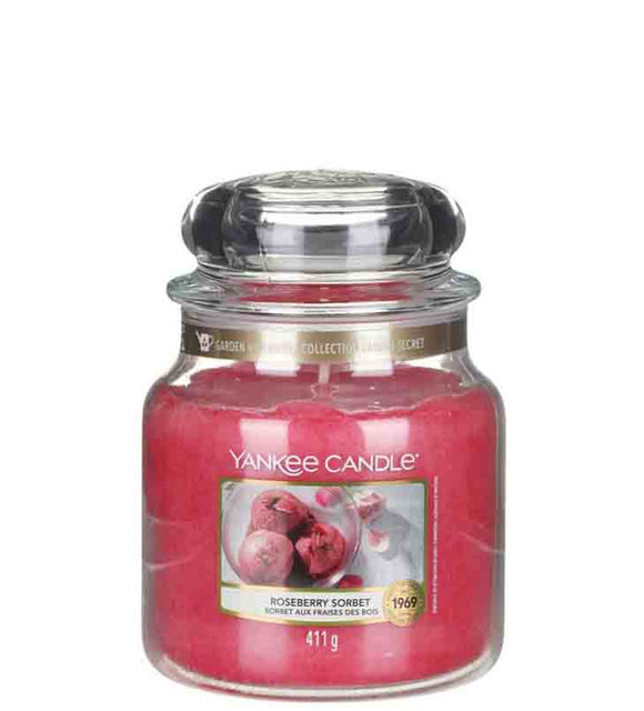 YANKEE CANDLE MEDIUM JAR ROSEBERRY SORBET